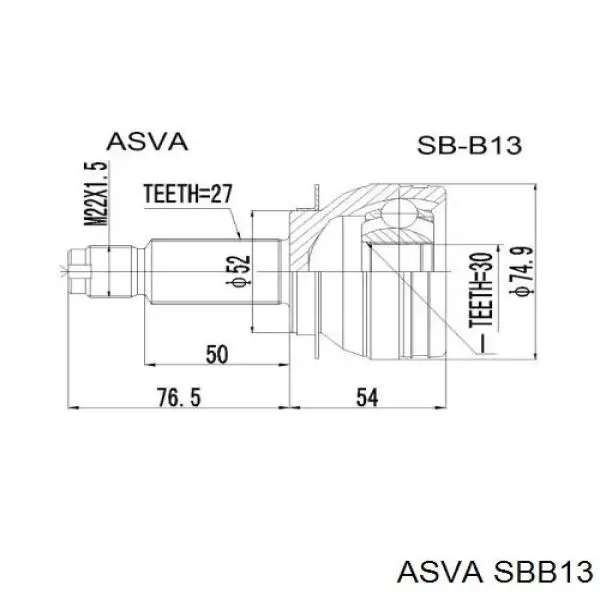 ШРУС зовнішній передній SBB13 Asva