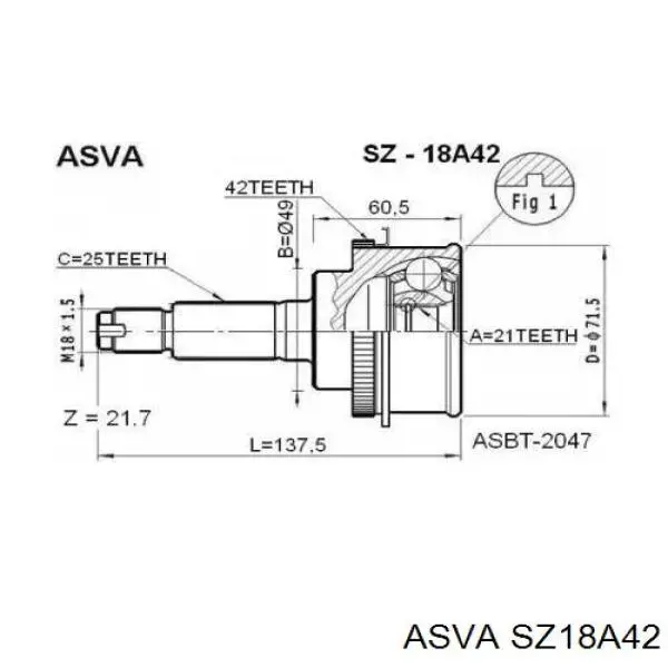 SZ18A42 Asva ШРКШ зовнішній передній, лівий