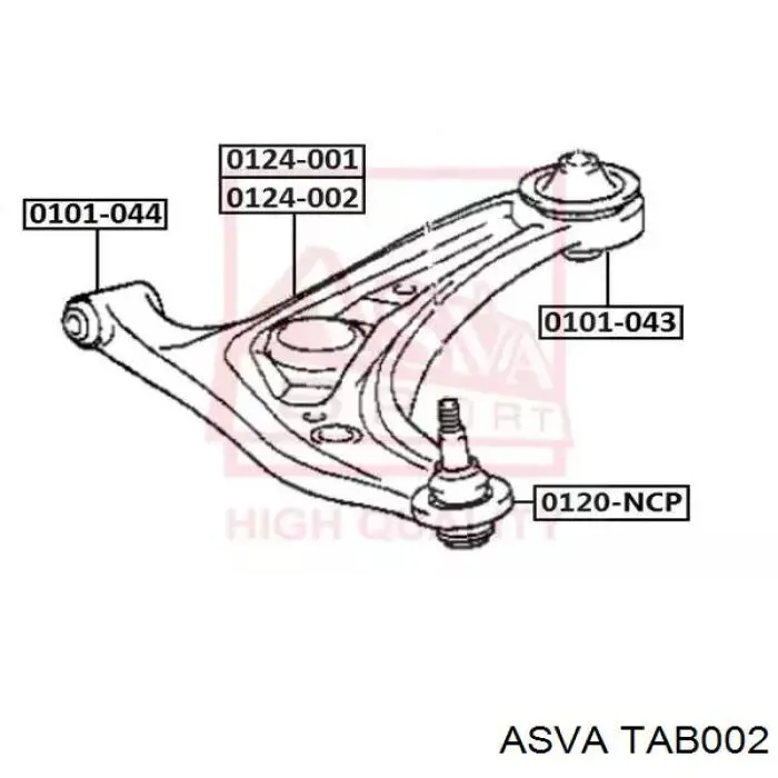 Сайлентблок заднього поперечного важеля, зовнішній TAB002 ASVA