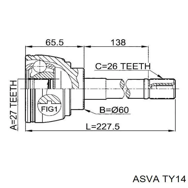 Купити TY14 Asva Шарнір приводу зовнішній