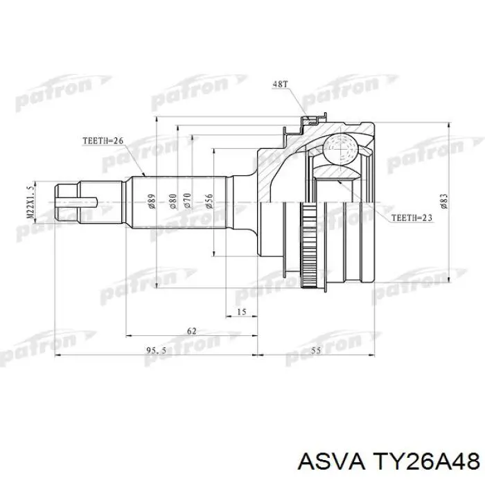 TY26A48 Asva шрус зовнішній передній