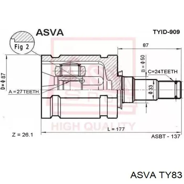 Купити TY83 Asva Шарнір приводу зовнішній