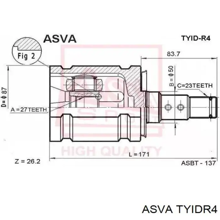 TYIDR4 Asva Шарнір кутових швидкостей передній лівий