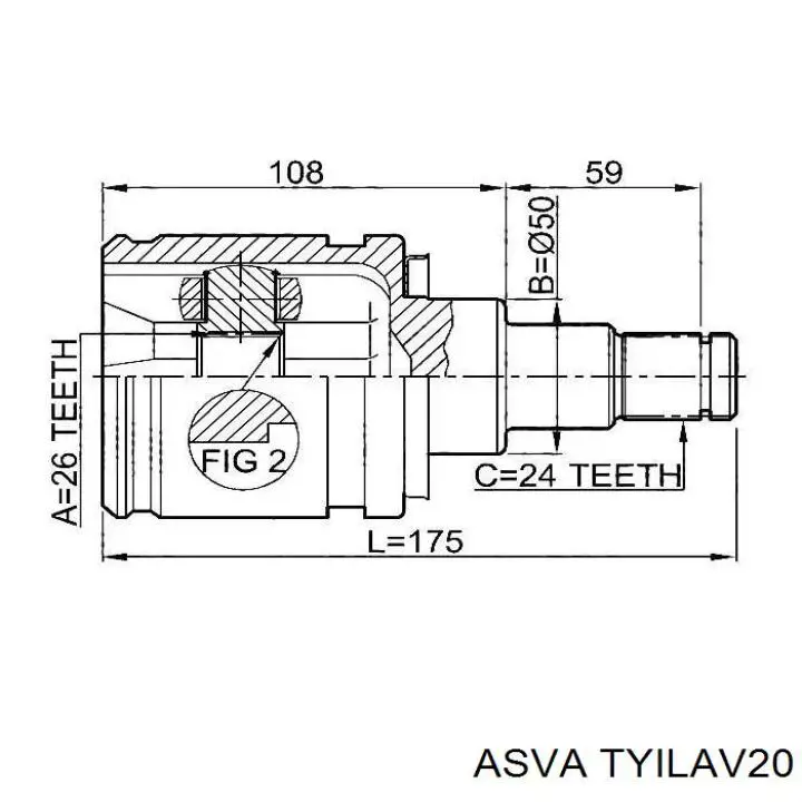  ШРУС внутрішній, передній, лівий Toyota Avensis 