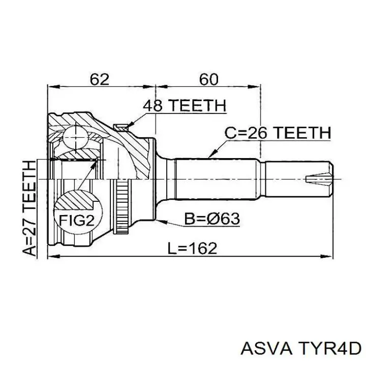 Привід передній лівий Asva TYR4D ціна, від 93.74 USD