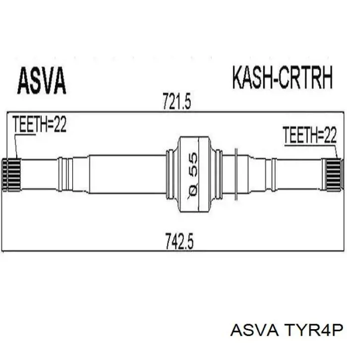 Піввісь передня, права Asva TYR4P ціна, від 76.01 USD