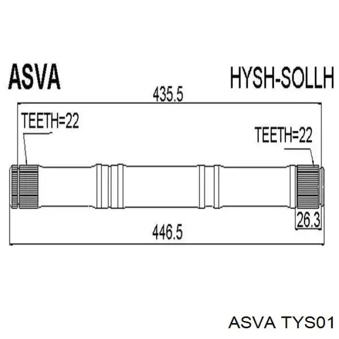 TYS01 Asva піввісь (привід передня, ліва)