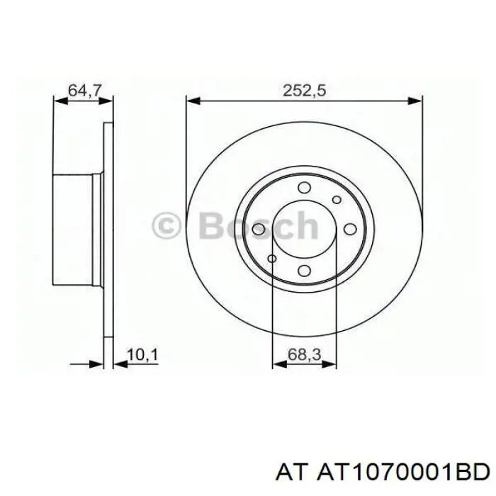 Диск переднього гальма AT AT1070001BD ціна, від 21.18 USD