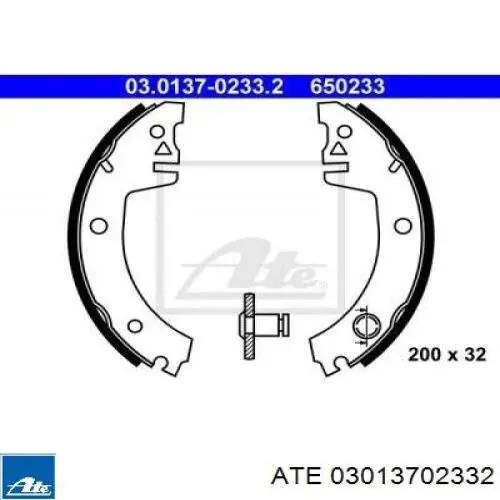 Колодки гальмові задні, барабанні ATE 03013702332 ціна, від 13.57 USD