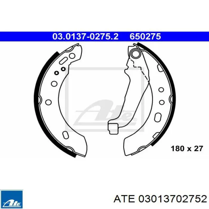 Колодки гальмові задні, барабанні 03013702752 ATE