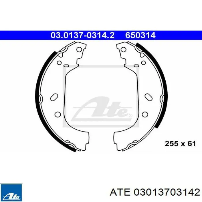 Колодки гальмові задні, барабанні 03013703142 ATE