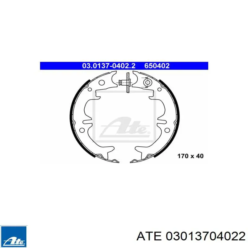 Колодки ручника/стоянкового гальма 03013704022 ATE