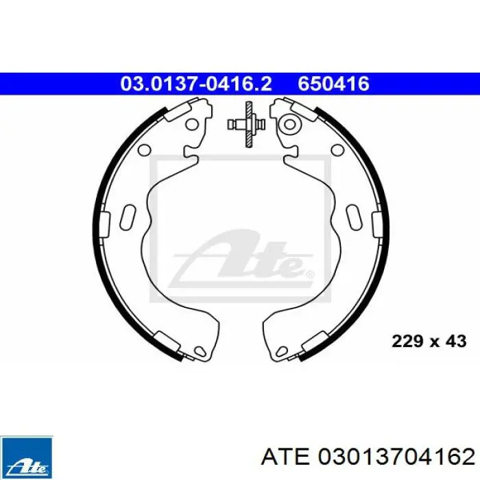 Колодки гальмові задні, барабанні 03013704162 ATE