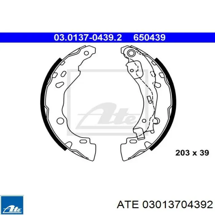 Колодки гальмові задні, барабанні 03013704392 ATE