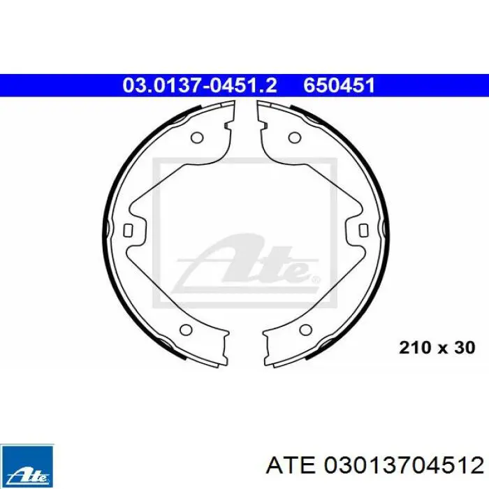 Колодки ручника/стоянкового гальма 03013704512 ATE