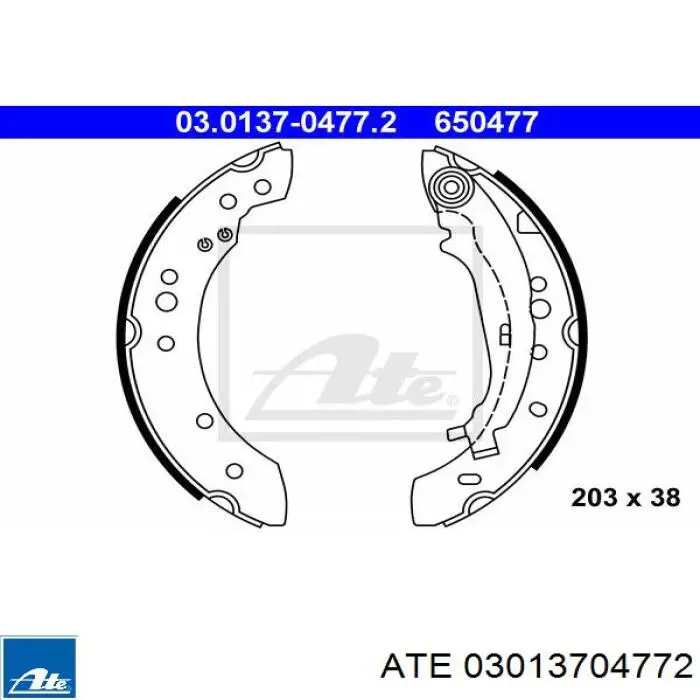 Колодки гальмові задні, барабанні ATE 03013704772 ціна, від 23.12 USD