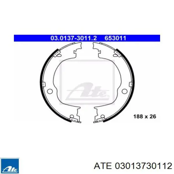 Колодки ручника/стоянкового гальма 03013730112 ATE