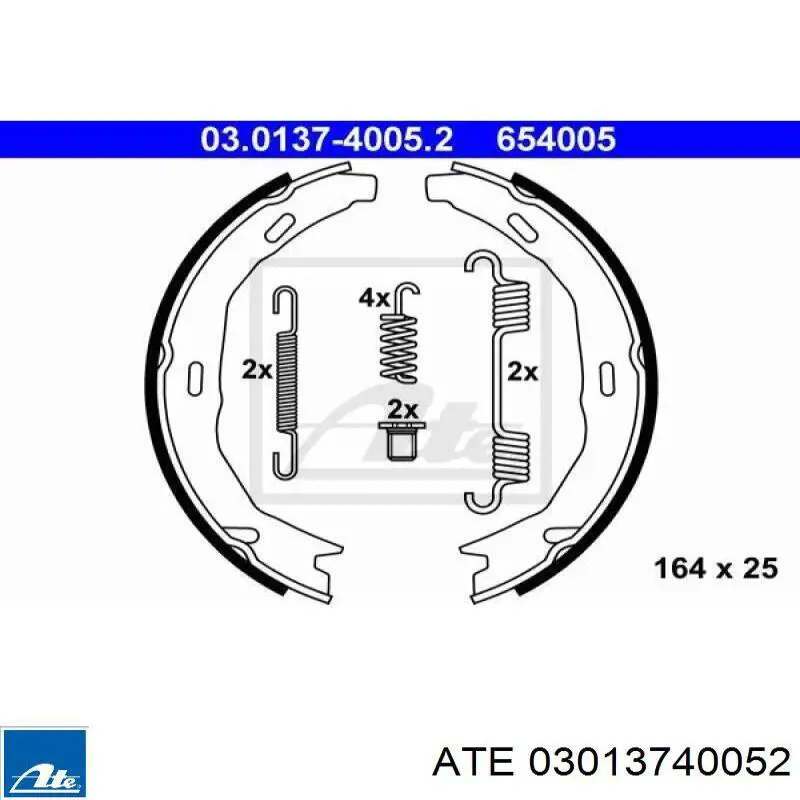 Колодки ручника/стоянкового гальма 03013740052 ATE