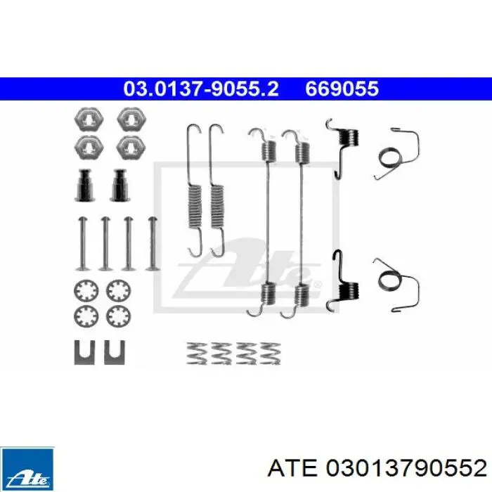 Монтажний комплект задніх барабанних колодок 03013790552 ATE