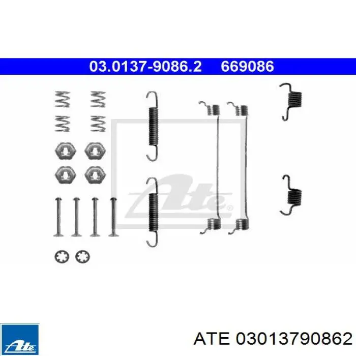 Монтажний комплект задніх барабанних колодок 03013790862 ATE