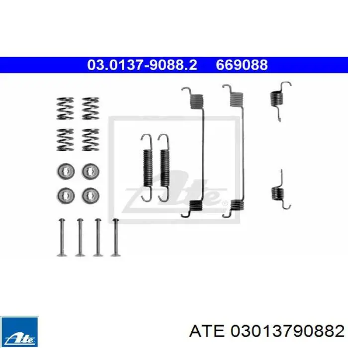 Монтажний комплект задніх барабанних колодок ATE 03013790882 ціна, від 7.42 USD