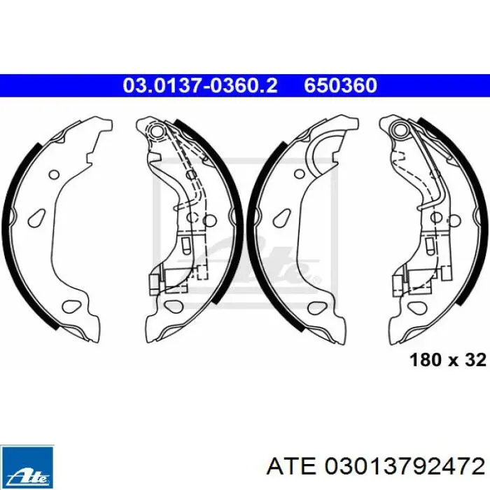 Ремкомплект гальмівних колодок 03013792472 ATE