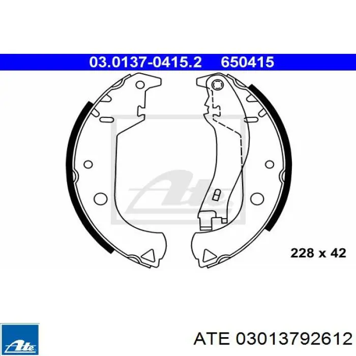 Монтажний комплект задніх барабанних колодок 03013792612 ATE
