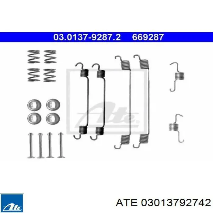 Монтажний комплект задніх барабанних колодок ATE 03013792742 ціна, від 6.50 USD