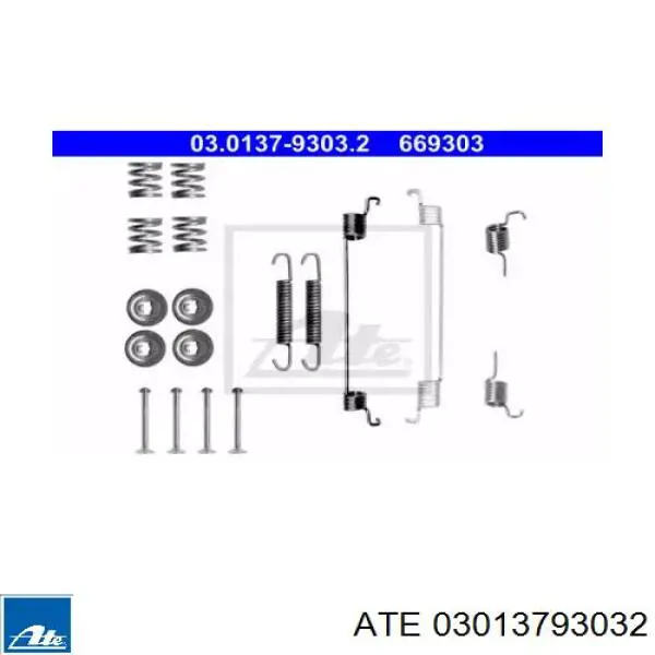 Монтажний комплект задніх барабанних колодок ATE 03013793032 ціна, від 6.65 USD