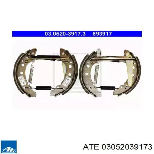 03052039173 ATE колодки гальмівні задні барабанні, в зборі з циліндруми, комплект