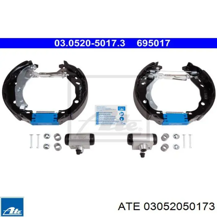 Колодки гальмівні задні барабанні, в зборі з циліндруми, комплект 03052050173 ATE