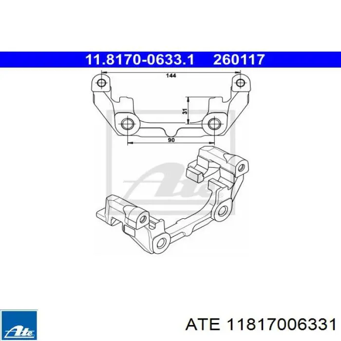 Скоба супорту заднього ATE 11817006331 ціна, від 32.13 USD