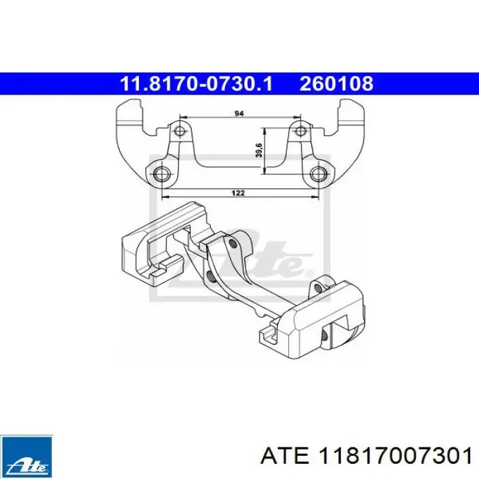 Скоба супорту переднього 11817007301 ATE