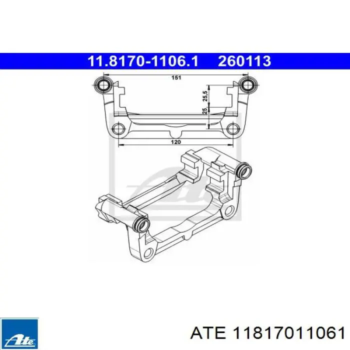 Скоба супорту заднього ATE 11817011061 ціна, від 82.23 USD
