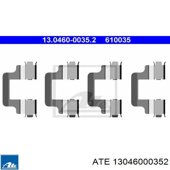 13046000352 ATE комплект пружинок кріплення дискових колодок, задніх