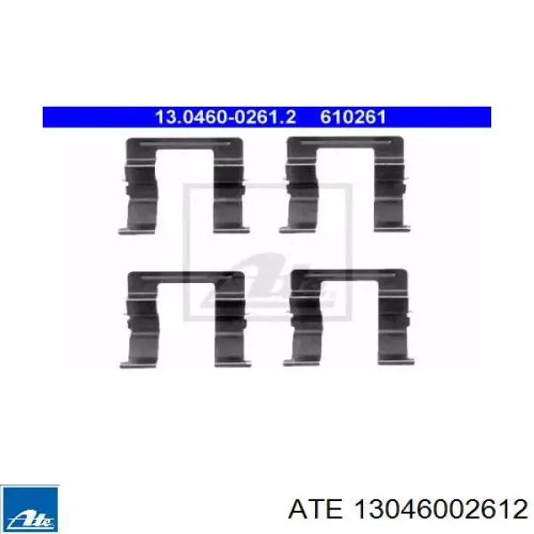 13046002612 ATE комплект пружинок кріплення дискових колодок, передніх