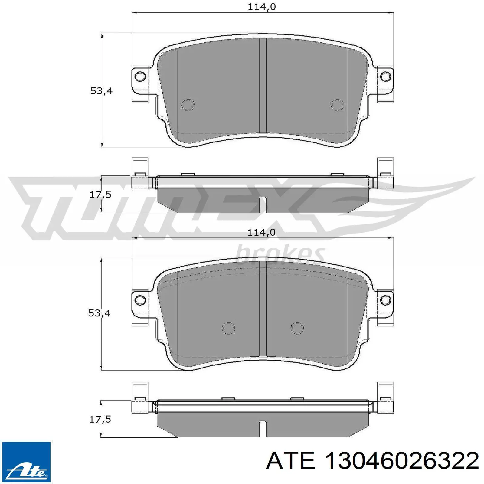 Задні гальмівні колодки ATE 13046026322 ціна, від 28.38 USD