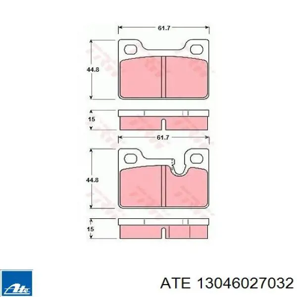 Колодки гальмові задні, дискові 13046027032 ATE