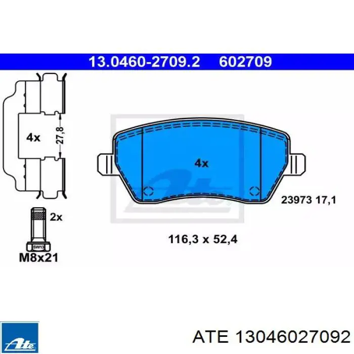 Гальмівні колодки ATE 13046027092 ціна, від 23.49 USD