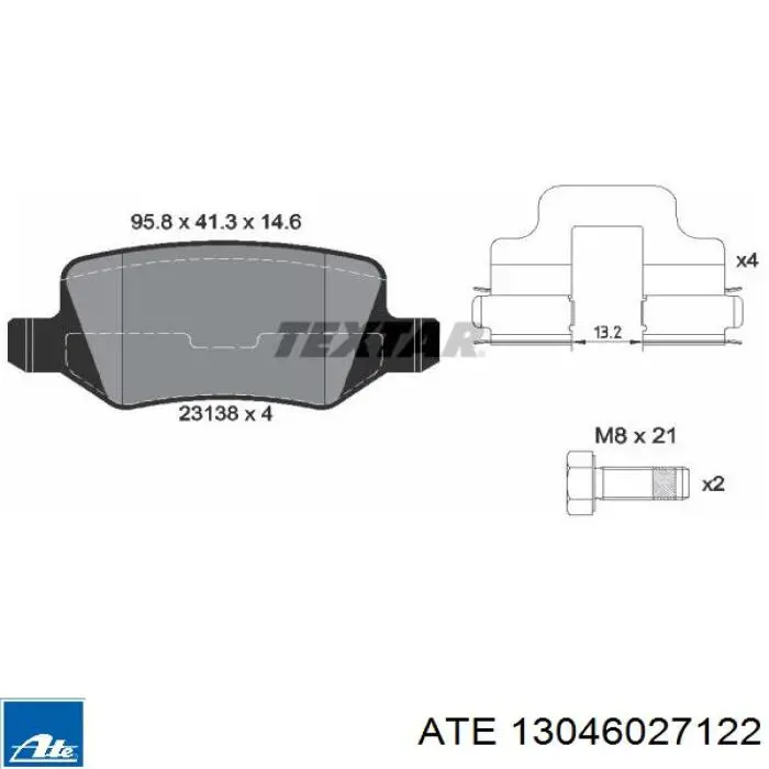 Задні гальмівні колодки ATE 13046027122 ціна, від 25.34 USD