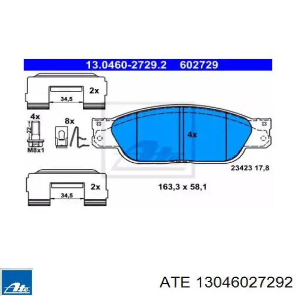 Гальмівні колодки ATE 13046027292 ціна, від 31.30 USD