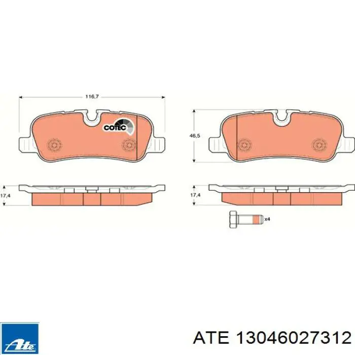 Задні дискові колодки ATE 13046027312