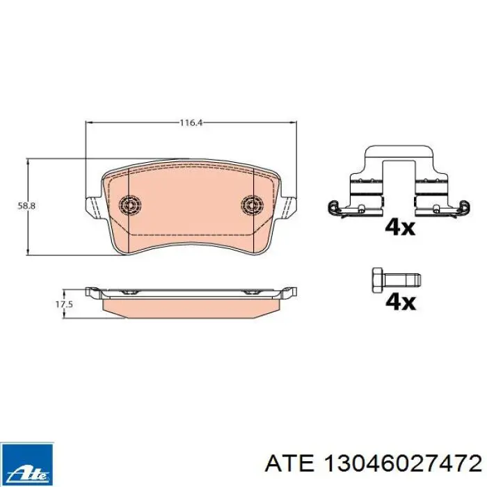Задні дискові колодки ATE 13046027472