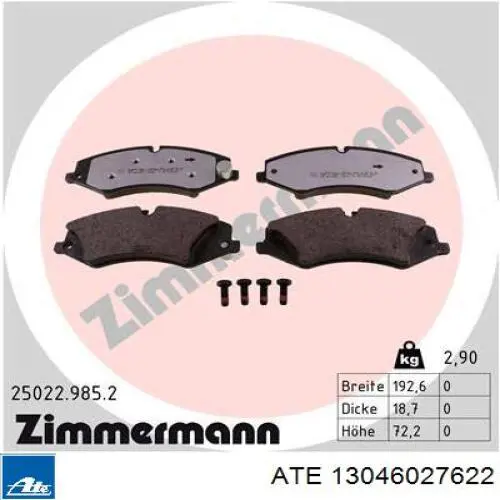 Гальмівні колодки ATE 13046027622 ціна, від 74.99 USD