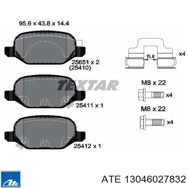 Задні гальмівні колодки ATE 13046027832 ціна, від 25.84 USD