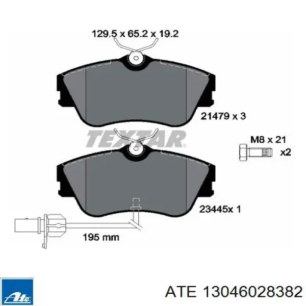 Передні тормозні колодки 13046028382 ATE