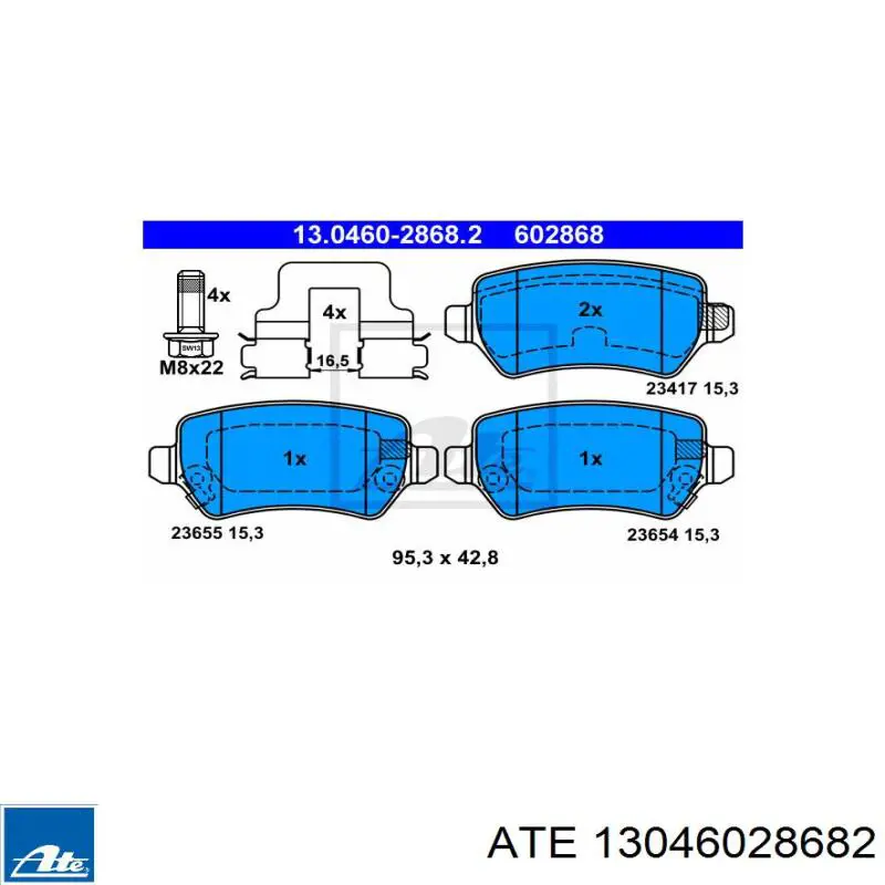 Задні гальмівні колодки ATE 13046028682 ціна, від 23.02 USD