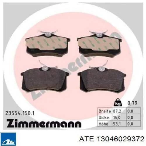 Задні гальмівні колодки ATE 13046029372 ціна, від 22.65 USD