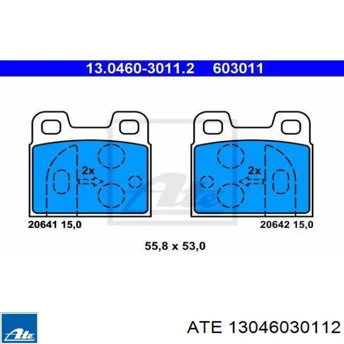 Колодки гальмові задні, дискові 13046030112 ATE