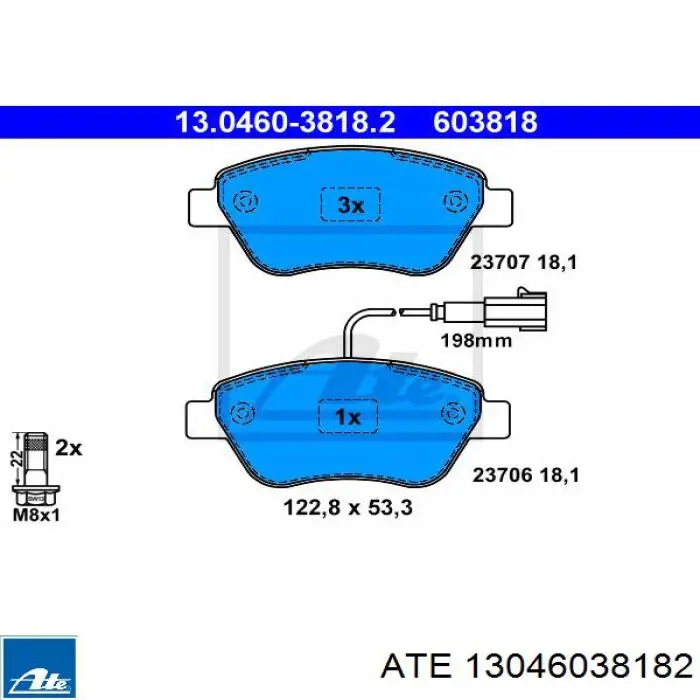 Колодки гальмівні передні, дискові 13046038182 ATE